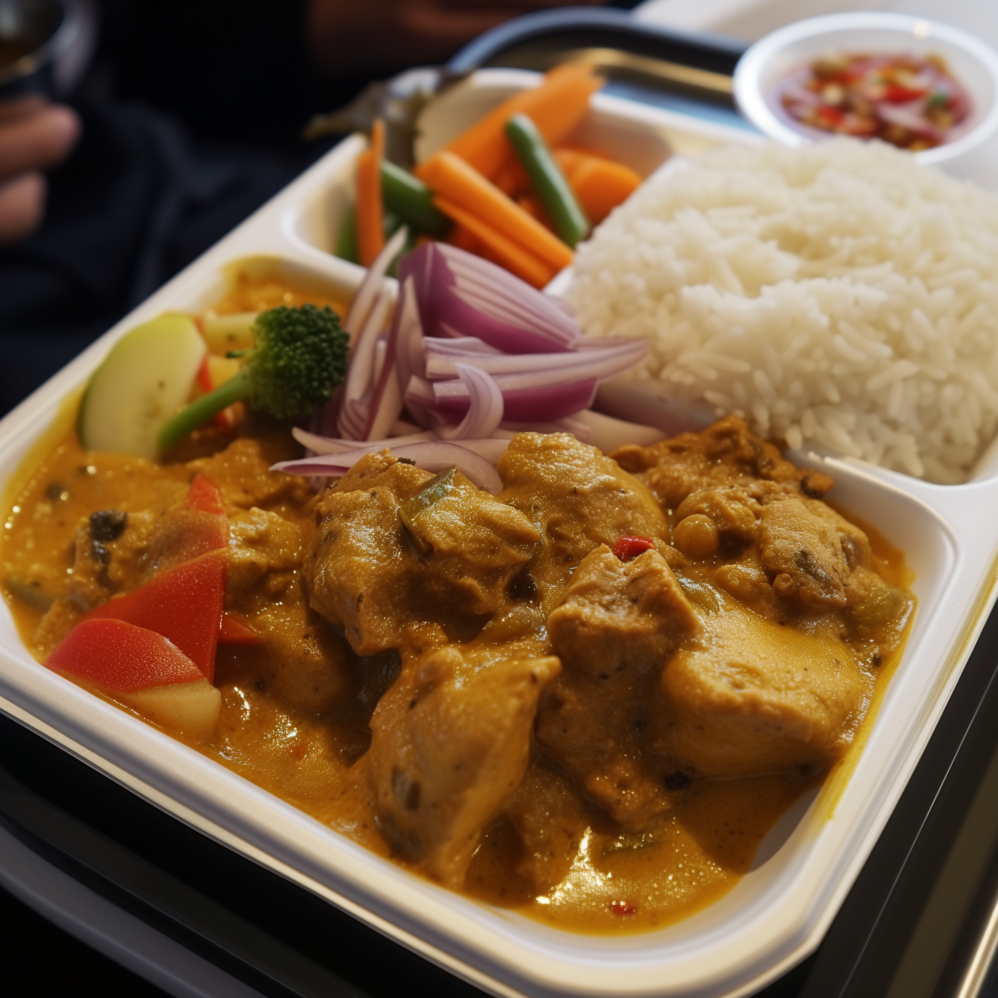 A close-up of an airline meal | Source: Midjourney