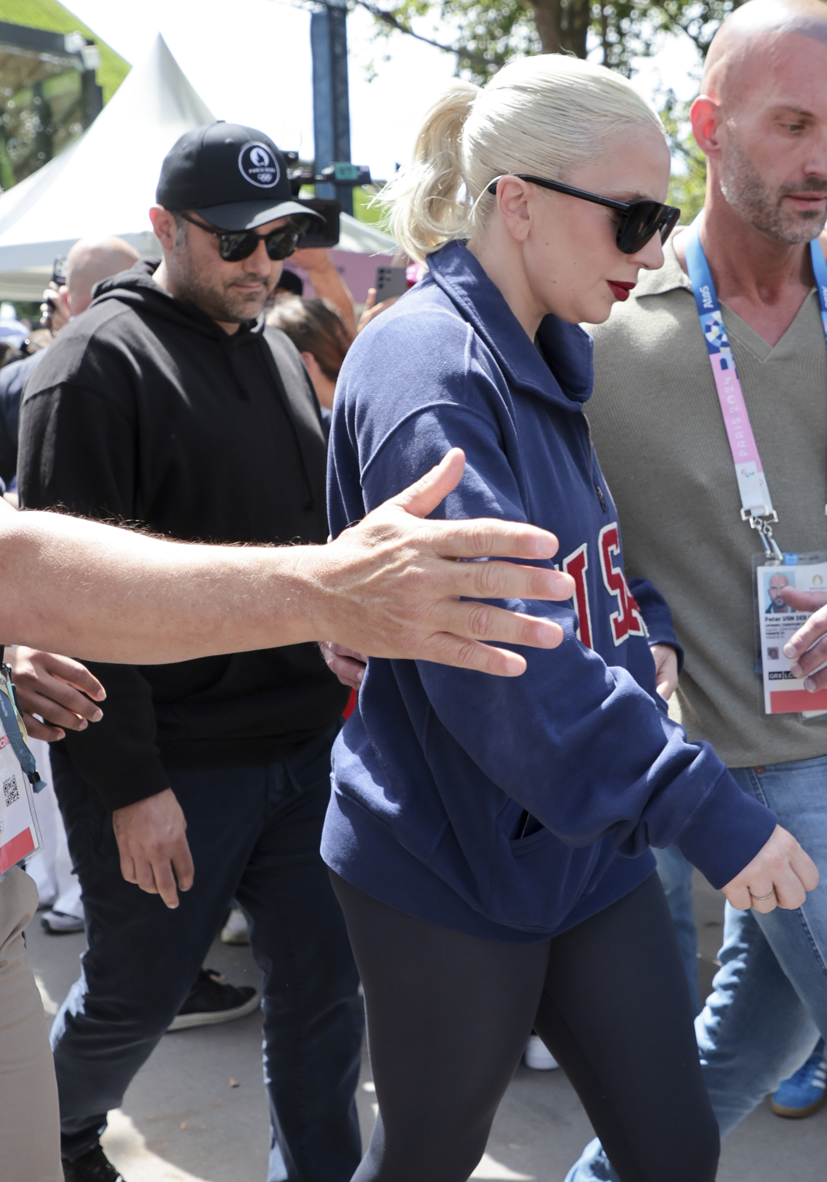 Lady Gaga and Michael Polansky attends the Artistic Gymnastics Women's Qualification on day two of the Olympic Games Paris 2024 at Bercy Arena on July 28, 2024, in Paris, France. | Source: Getty Images