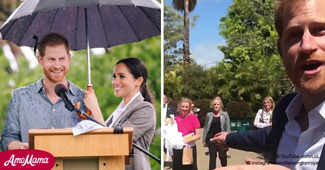 Royal fan gifts Meghan a huge bouquet, and Harry’s mocking offense is captured on video