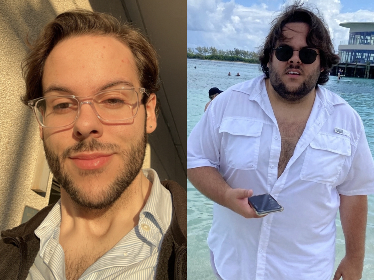 A TikToker's before-and-after photos: single vs. in a relationship. | Source: TikTok/whothehellisalex