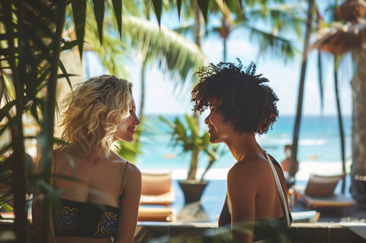 Two young women at a beach resort | Source: Pexels
