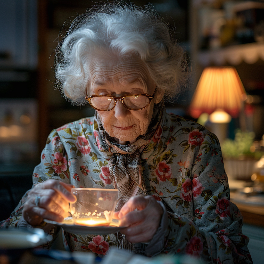 Grandma pours Laura tea | Source: Midjourney