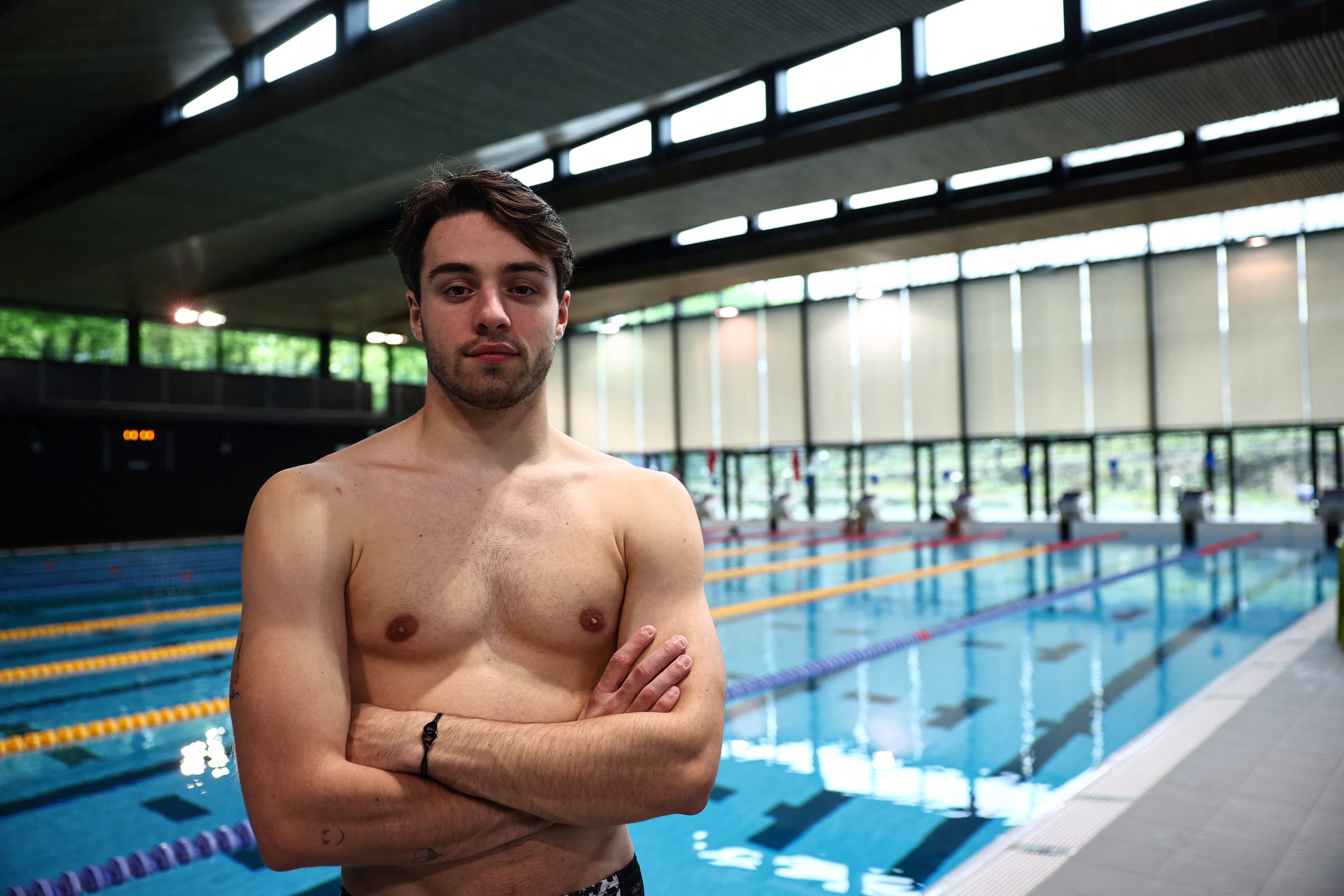 Jules Bouyer posing after a diving training session ahead of the Paris 2024 Olympic and Paralympic Games on April 15, 2024. | Source: Getty Images