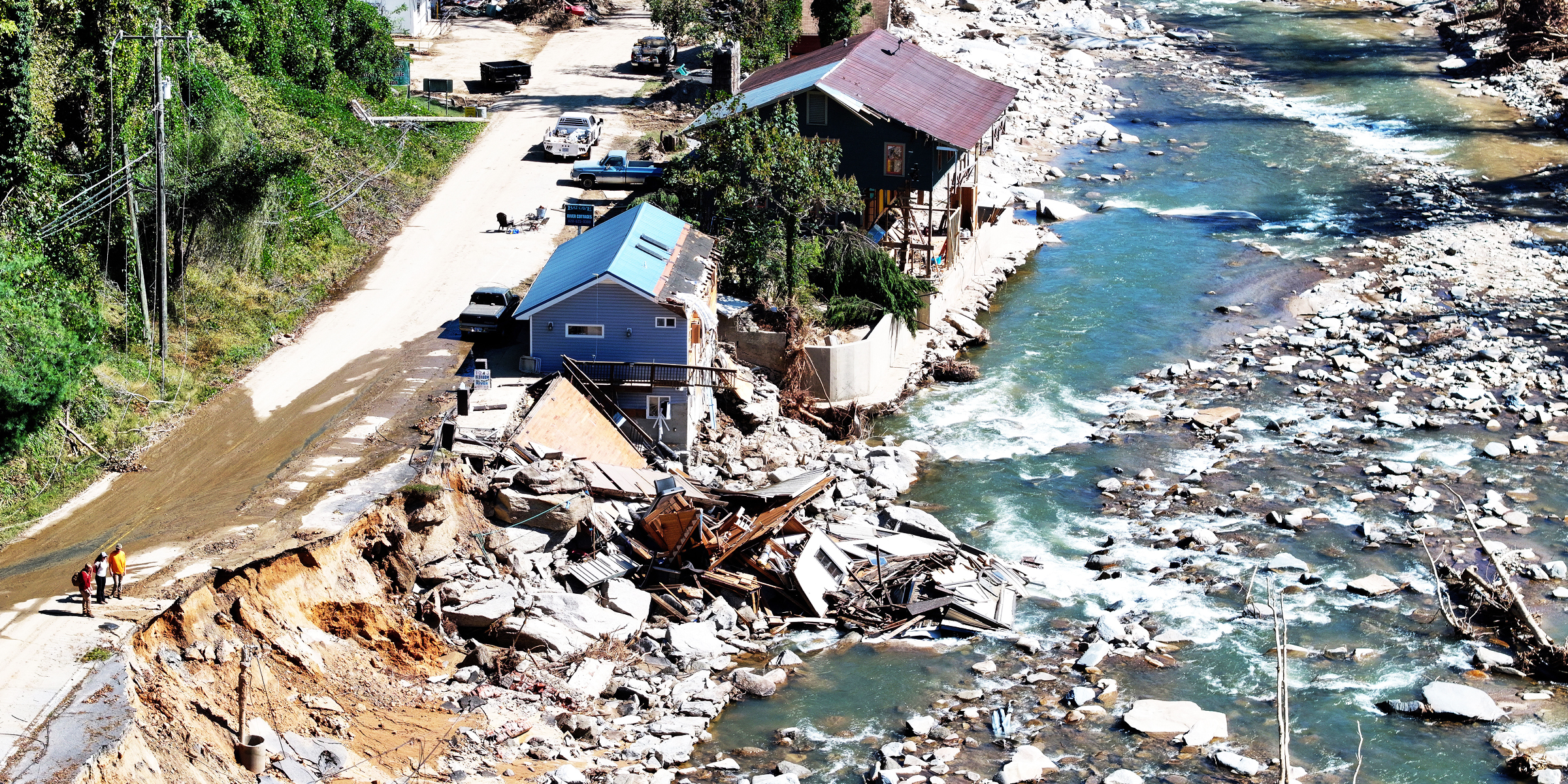 Destroyed and damaged buildings in the aftermath of flooding | Source: Getty Images