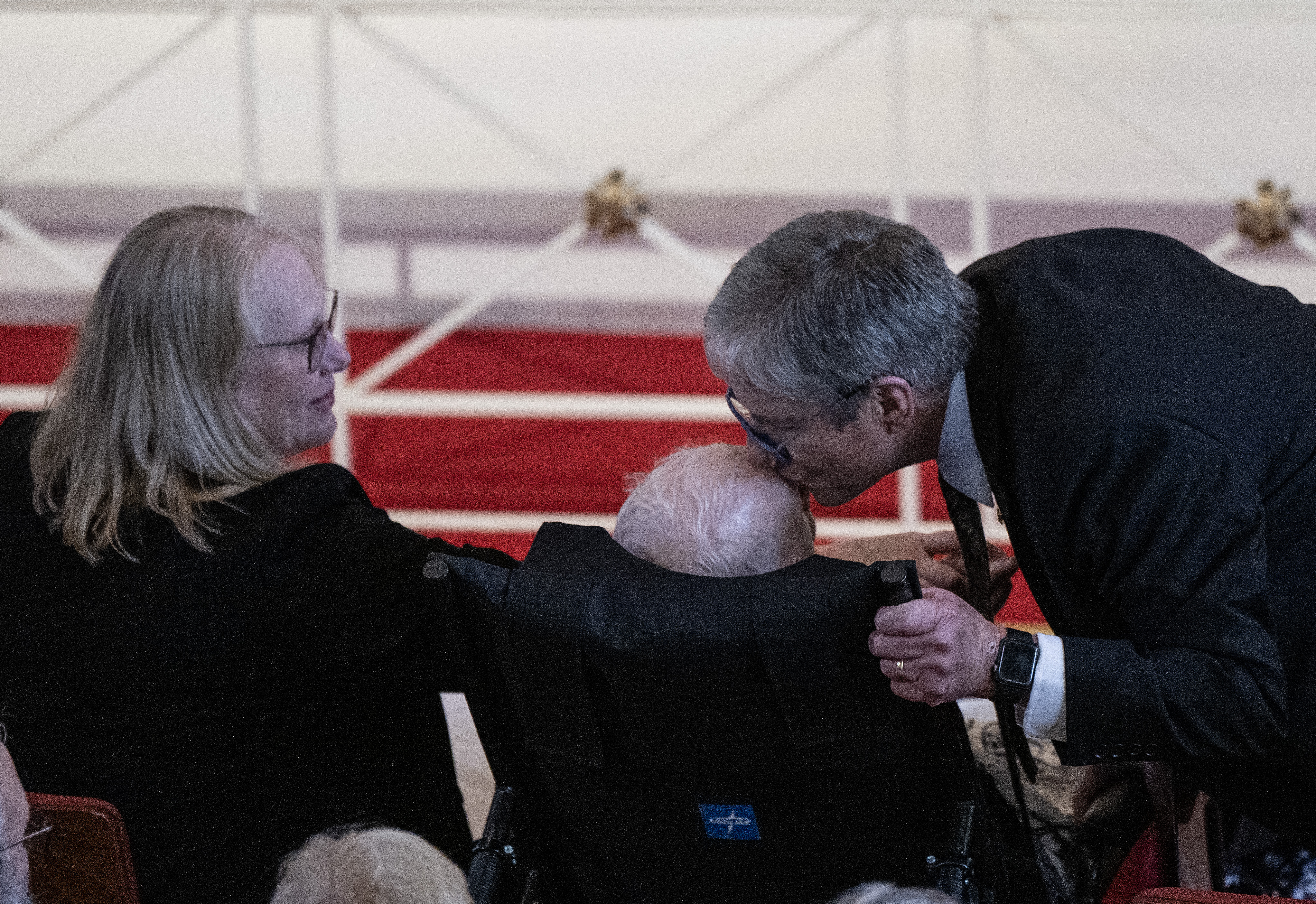 Amy Carter, former U.S. President Jimmy Carter, and James "Chip" Carter at former U.S. First Lady Rosalynn Carter's memorial service in Atlanta, Georgia on November 28, 2023 | Source: Getty Images