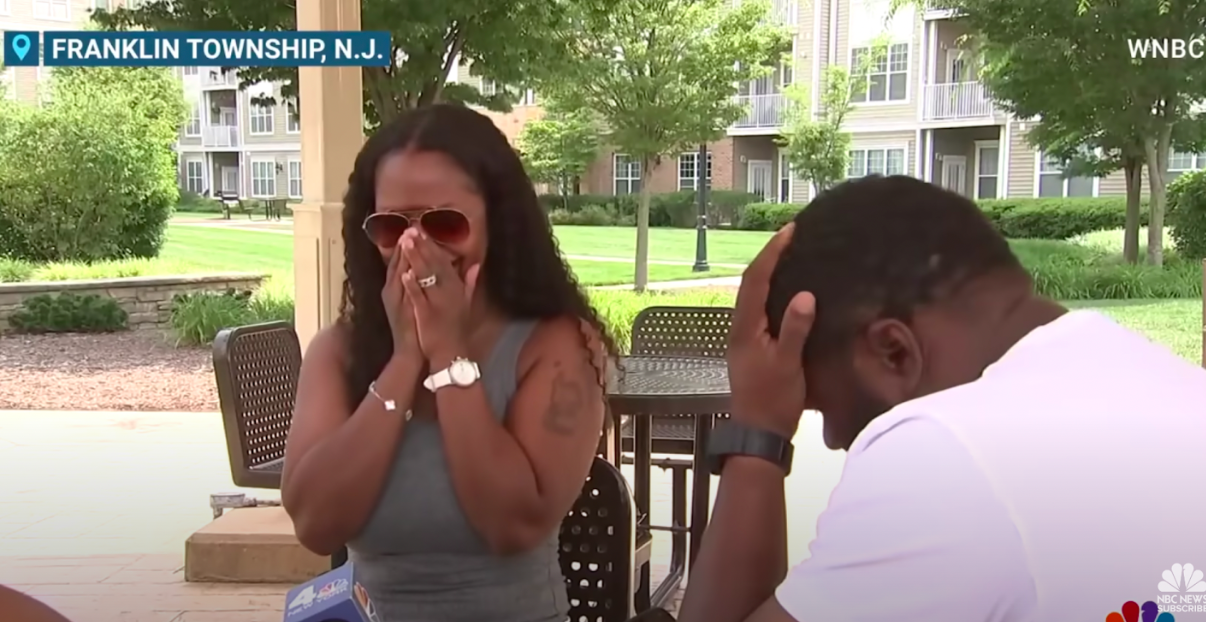 A screenshot of Namjah Nash and Wali Williams getting emotional as they speak about their beloved baby's passing posted on July 21, 2023 | Source: YouTube/NBC News