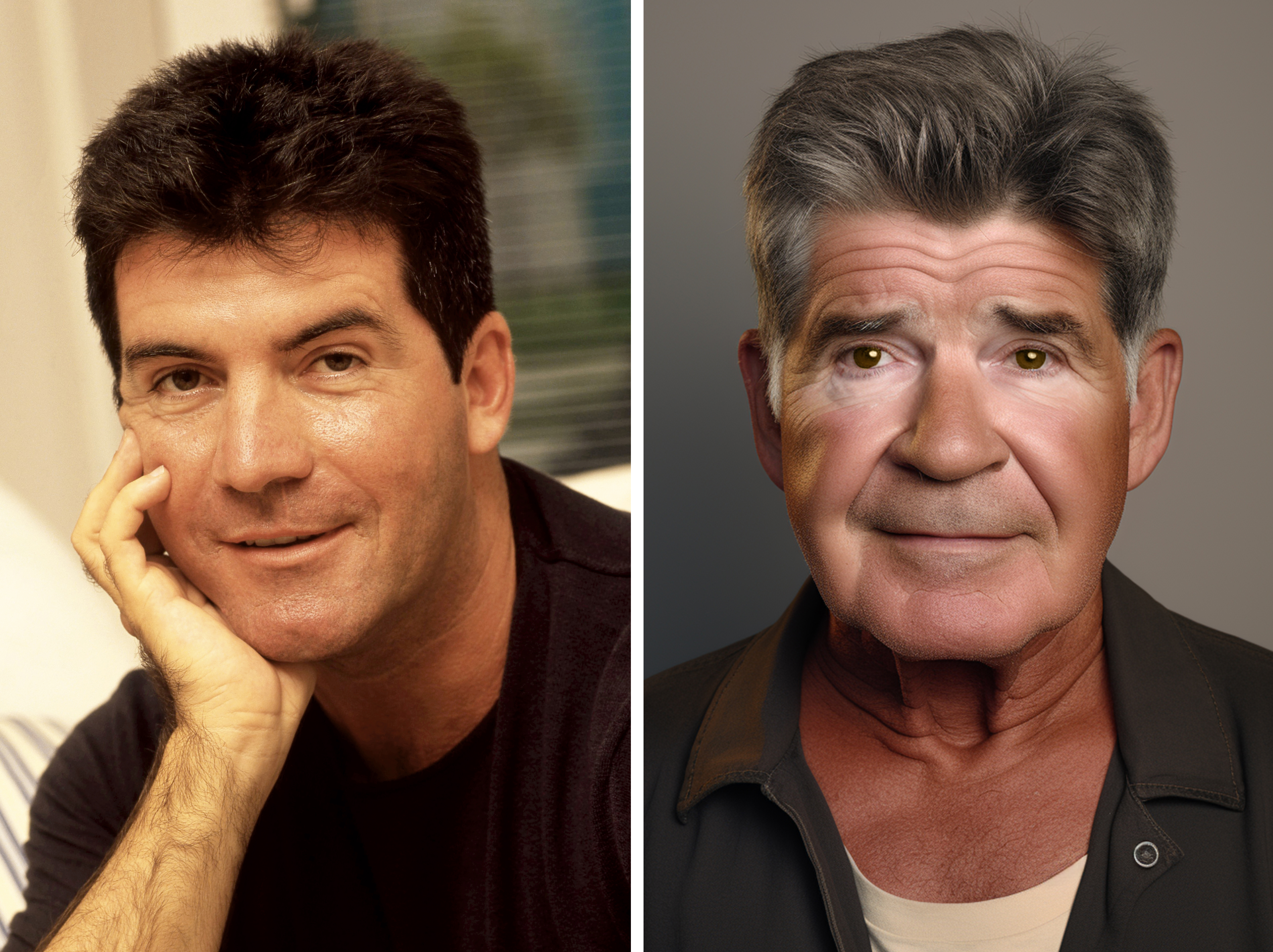 How Simon Cowell would look without filler | Source: Midjourney, Getty Images)