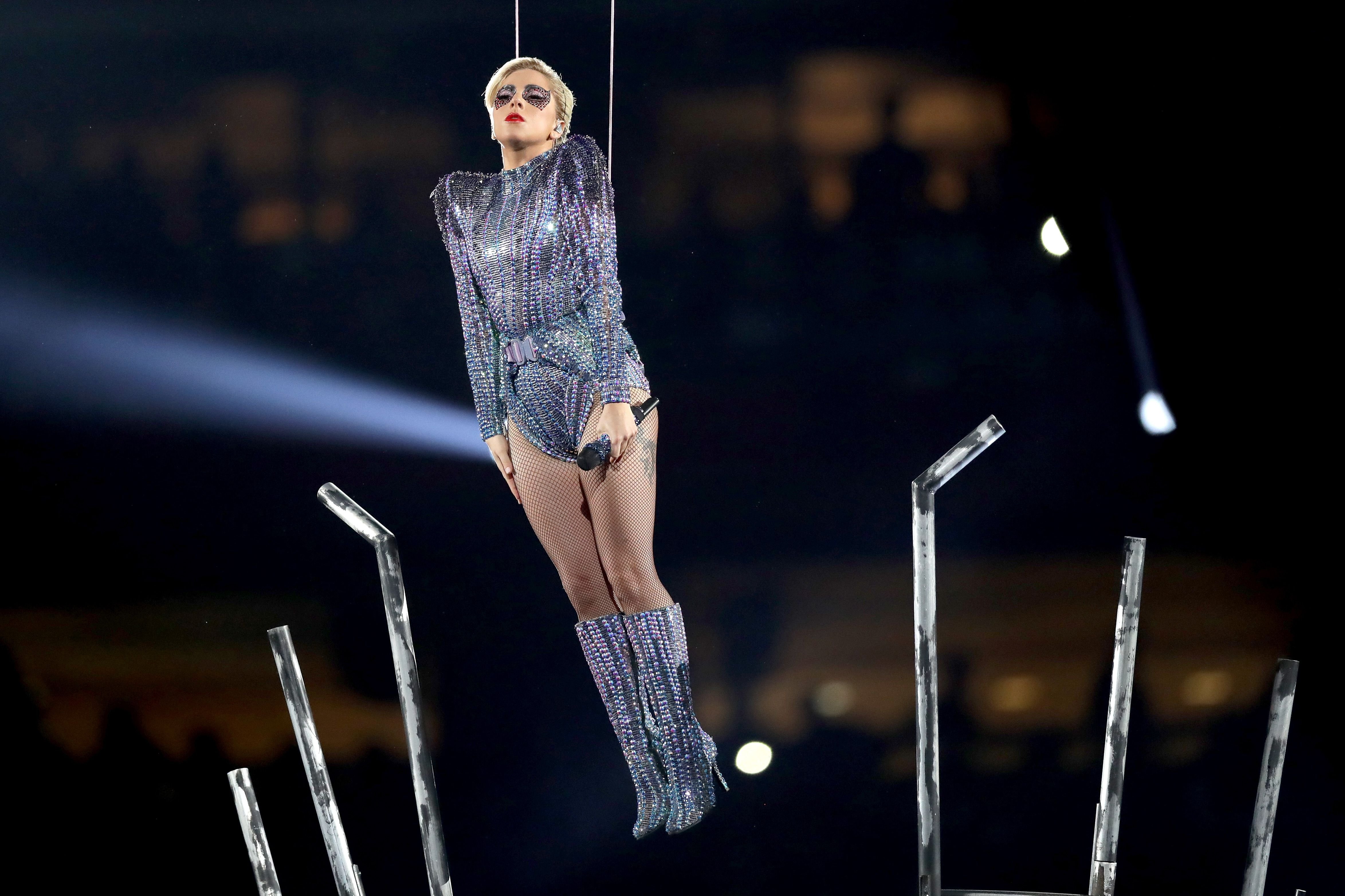 Lady Gaga at the Pepsi Zero Sugar Super Bowl 51 Halftime Show in February 2017 in Houston, Texas | Source: Getty Images