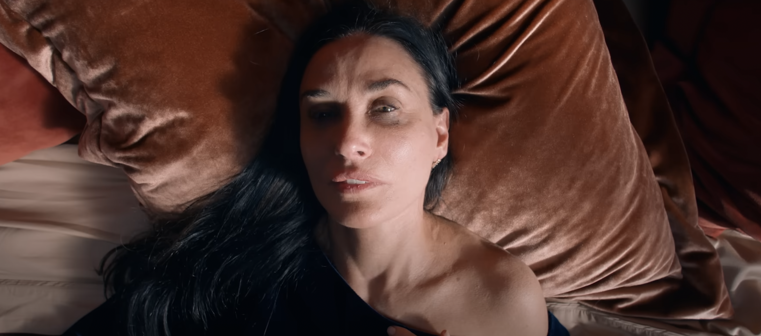 Demi Moore on the set of "The Substance," in 2024 | Source: YouTube/MUBI