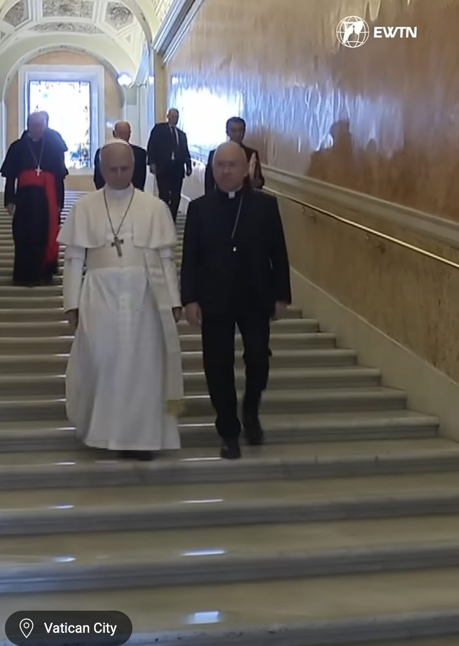 Pope Leo XIV visiting the Papal apartment in the Apostolic Palace from a video dated May 12, 2025. | Source: YouTube/EWTNcatholictv