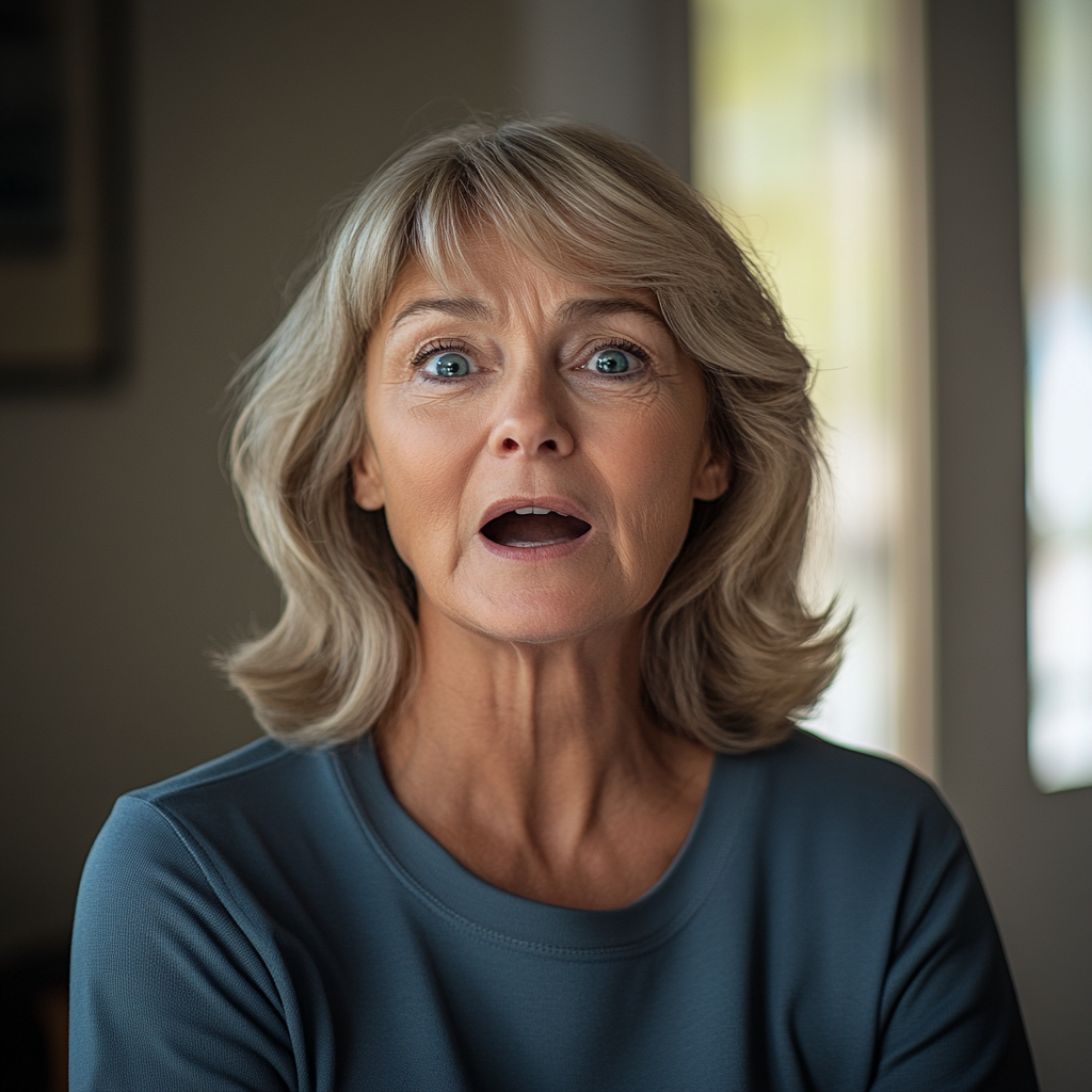 A middle-aged woman looks surprised and worried | Source: Midjourney