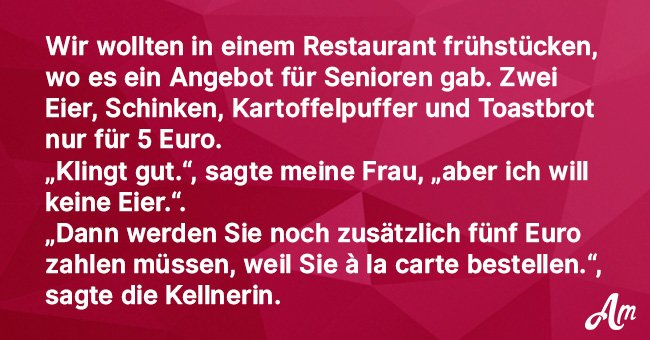 Eine Kellnerin wollte die Bestellung eines älteren Paares nicht aufnehmen