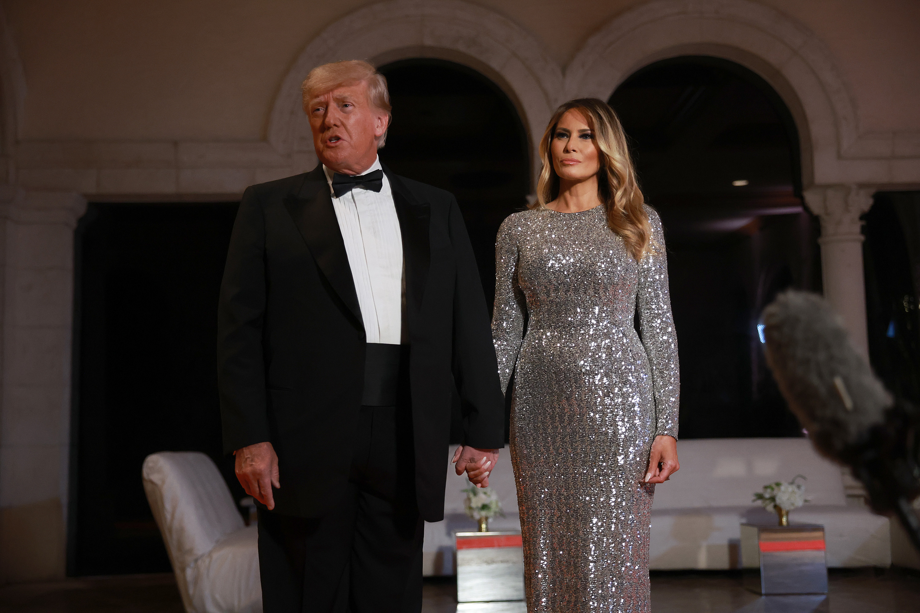 Donald and Melania Trump during a New Years event at their Mar-a-Lago home on December 31, 2022, in Palm Beach, Florida. | Source: Getty Images
