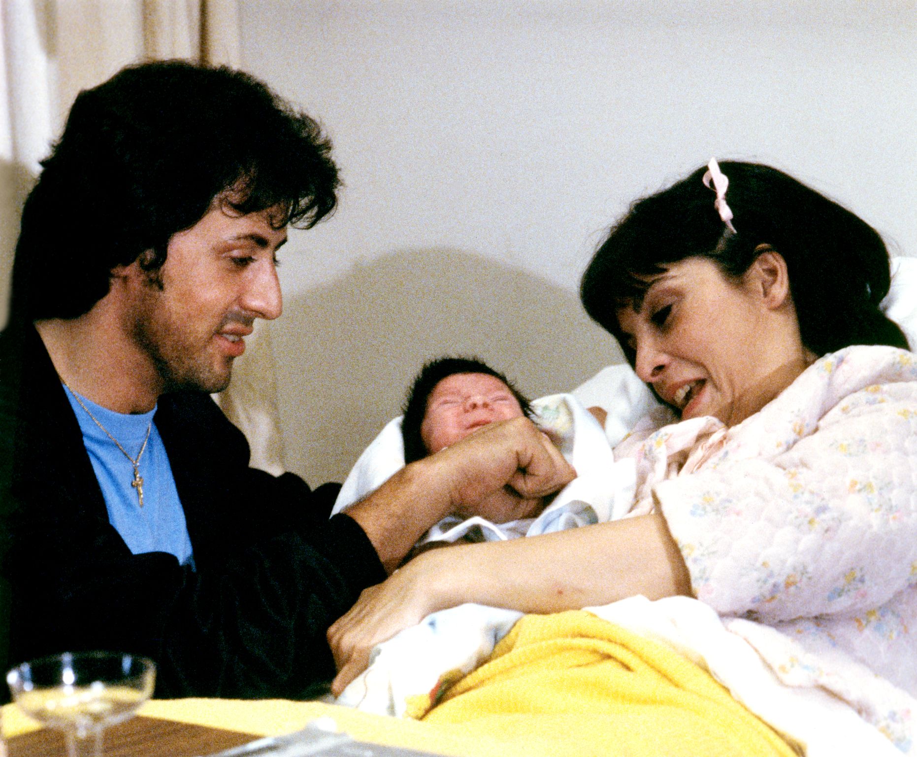 Talia Shire and Sylvester Stallone on the set of his movie "Rocky II." | Source: Getty Images