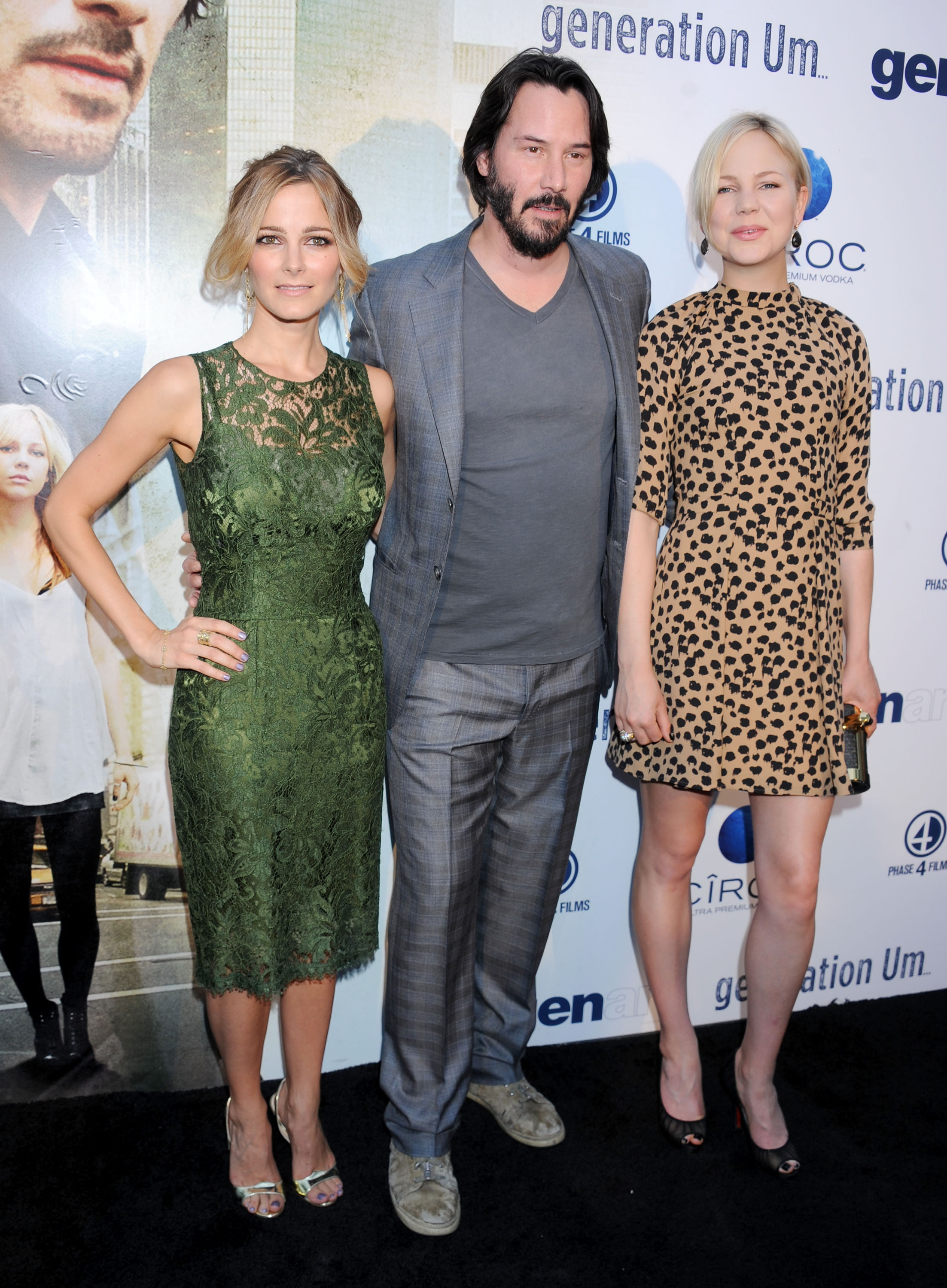 Bojana Novakovic, Keanu Reeves, and Adelaide Clemens arrive at the Los Angeles premiere of "Generation UM" at ArcLight Hollywood, on May 2, 2013, in Hollywood, California. | Source: Getty Images