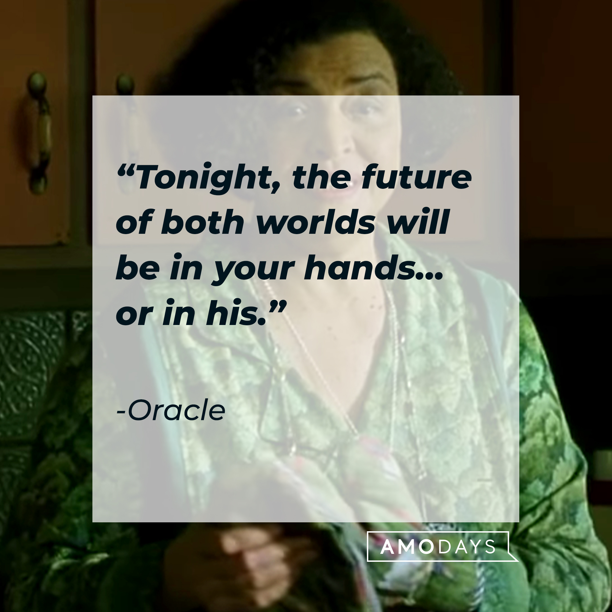 Oracle's quote: “Tonight, the future of both worlds will be in your hands… or in his.” | Source: facebook.com/TheMatrixMovie