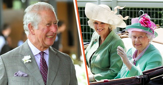(L) Prince Charles reacts as he speaks with users of the FarmED centre, a new center for farm and food education in Oxfordshire, during his visit to the farm on June 22, 2021 in Chipping Norton, England. (R) Queen Elizabeth II and Camilla, Duchess of Cornwall arrive by carriage on day 2 of Royal Ascot at Ascot Racecourse on June 19, 2013 in Ascot, England. Photo: Getty Images