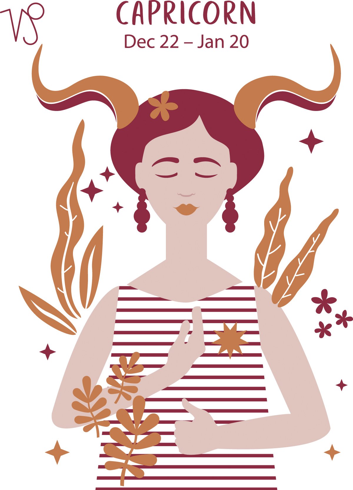 Capricorn (Dec 22 - Jan 20) represented by a woman with horns. | Photo: AmoMama