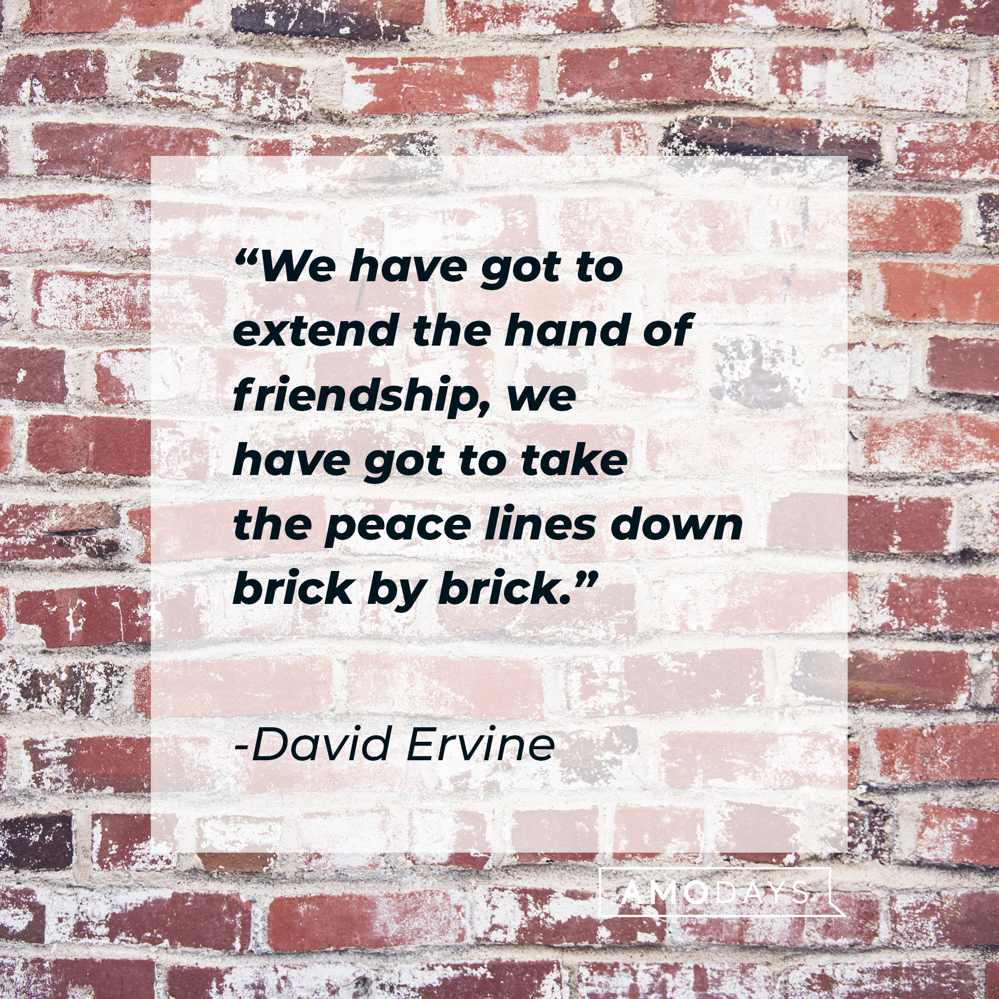 David Ervine's quote: "We have got to extend the hand of friendship, we have got to take the peace lines down brick by brick." | Source: Unsplash