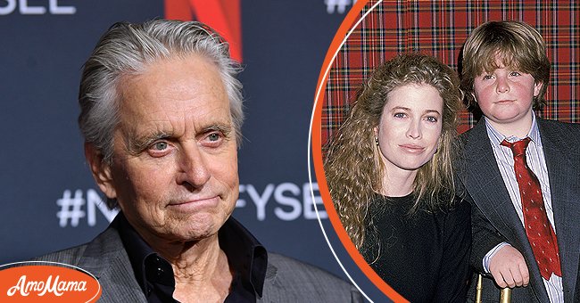 [Left] Michael Douglas at an event; [Right] A picture of Michael Douglas's ex-wife, Diandra Luker and their child | Source: Getty Images
