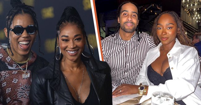 Left: Ty Young and Mimi Faust attend STARZ Series "BMF" World Premiere at Cellairis Amphitheatre at Lakewood on September 23, 2021 in Atlanta, Georgia. | Photo: Getty Images Right: Faust poses for a photo with company. Photo: Instagram.com/mimifaust