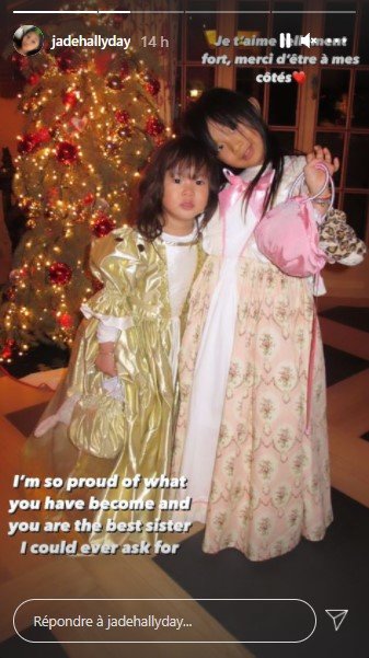Jade et Joy Hallyday lorsqu'elles étaient petites. | Photo : Story Instagram / jadehallyday