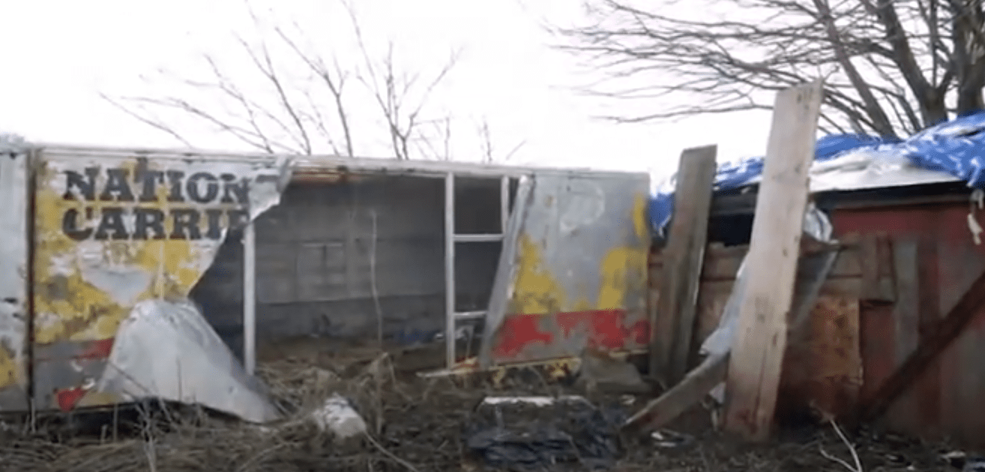 The abandoned train carriage Keiran Kilday lived in | Photo: youtube.com/Wales Online