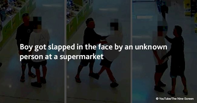 Boy got slapped in the face by an unknown person at a supermarket