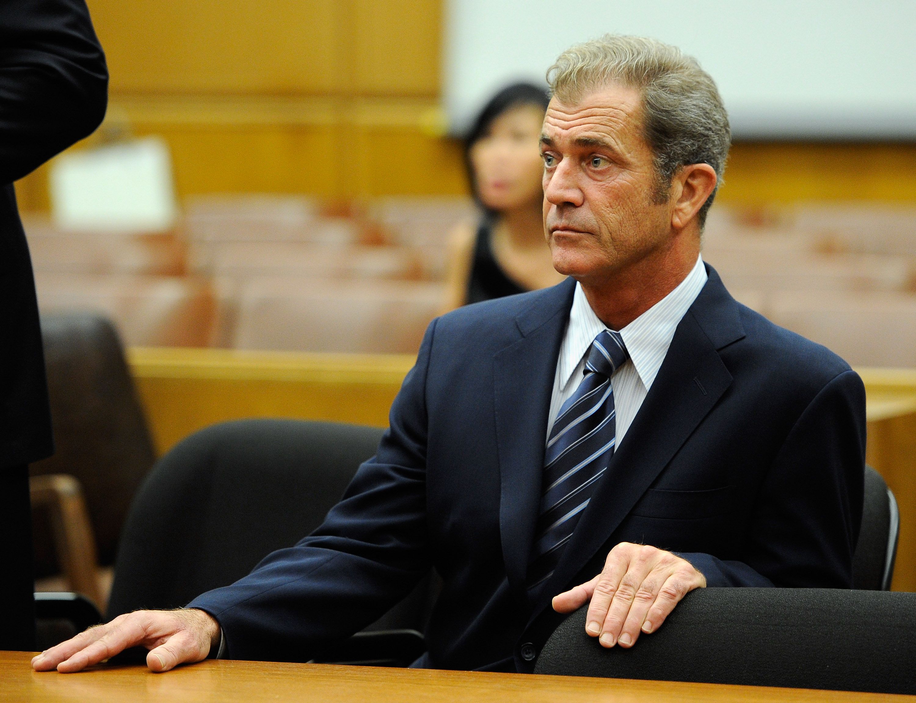 Mel Gibson at a hearing in a Los Angeles County Courthouse to finalize financial issues with Oksana Grigorieva in August 2011 | Source: Getty Images