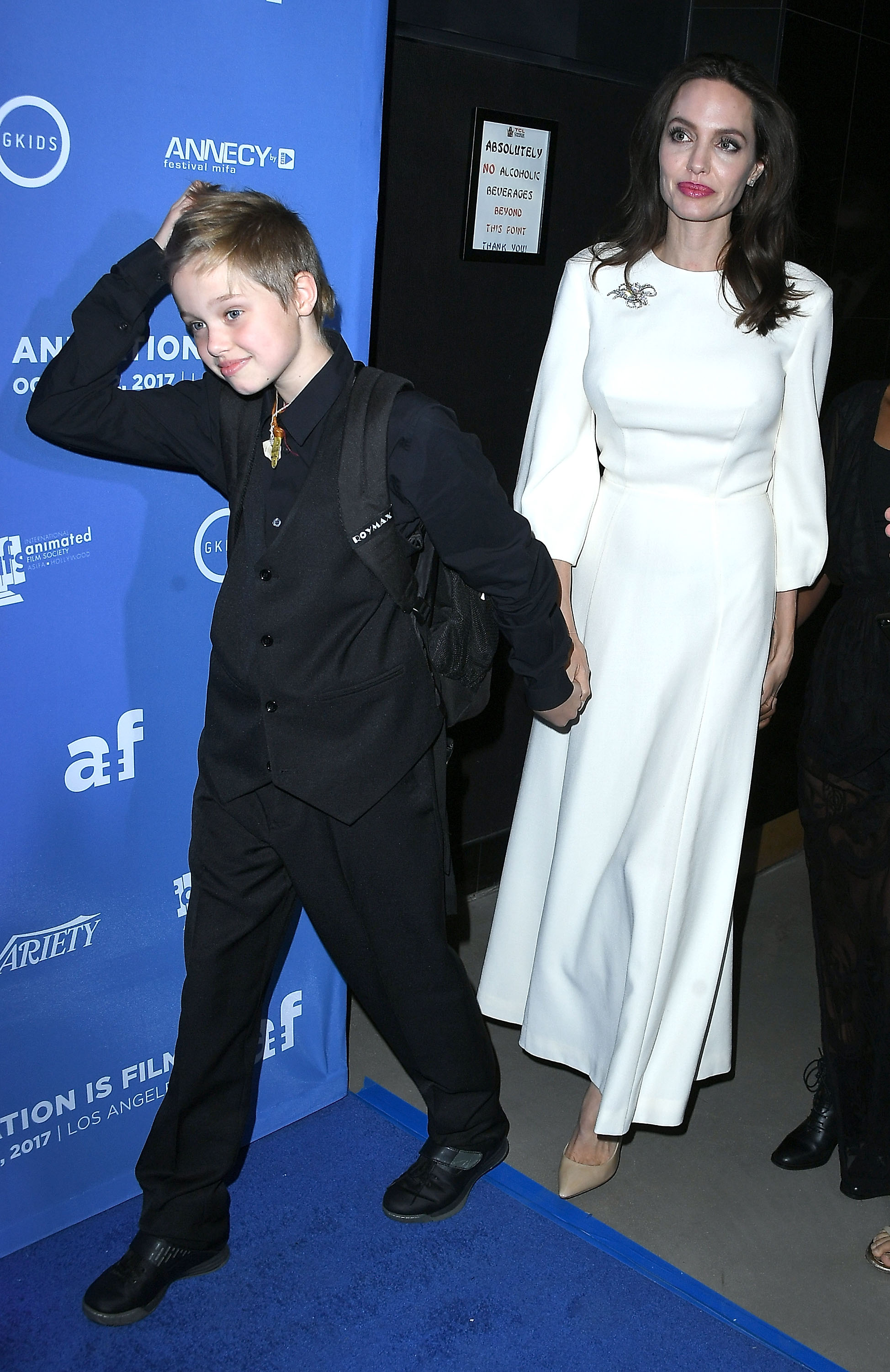 Shiloh Jolie-Pitt, Angelina Jolie arrives at the Premiere Of Gkids' "The Breadwinner" at TCL Chinese 6 Theatres on October 20, 2017 in Hollywood, California | Source: Getty Images