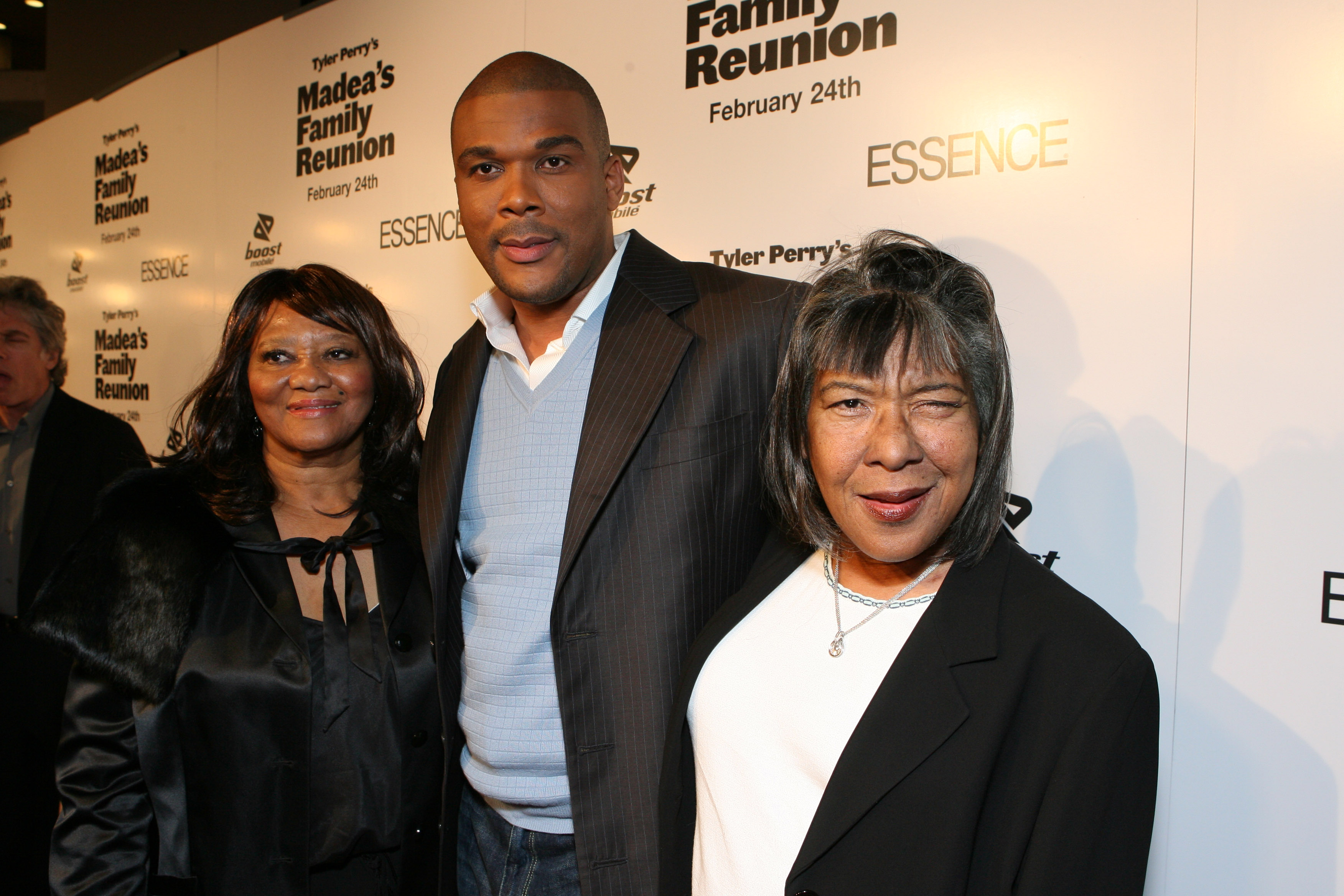 Tyler Perry with his aunt Mayola and Mother Willie at the premiere of "Madea's Family Reunion" in Los Angeles | Source: Getty Images