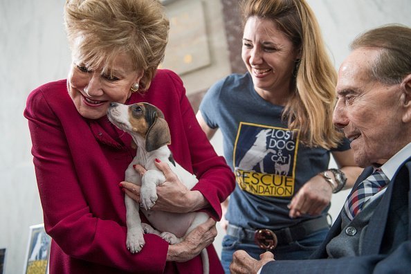 Former Sen. Bob Dole, R-Kan., and his wife former Sen. Elizabeth Dole, R-N.C., attend the Paws for Love, Valentines Day animal adoption event in February 14, 2017