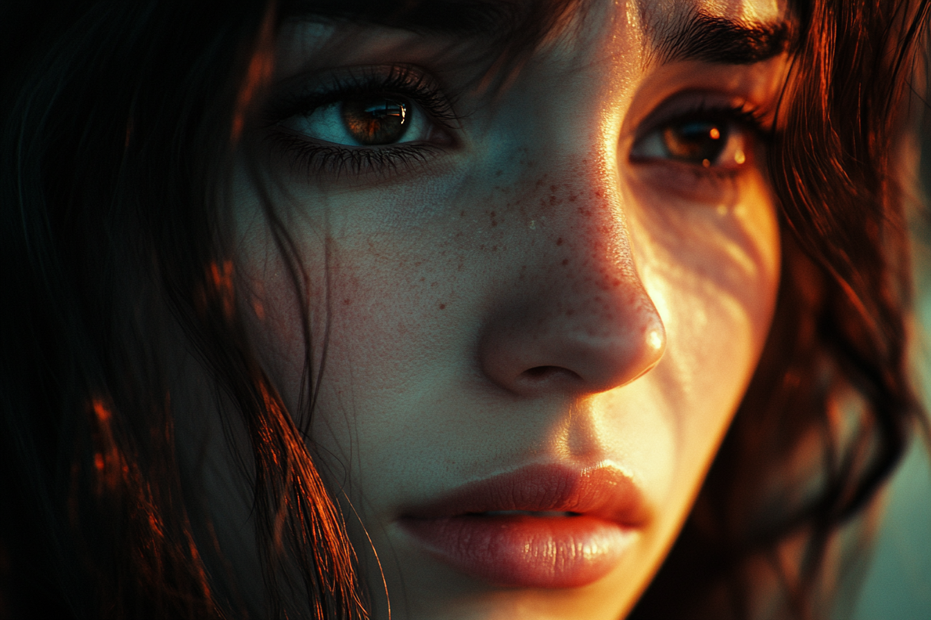 Close-up portrait of a sad woman | Source: Midjourney