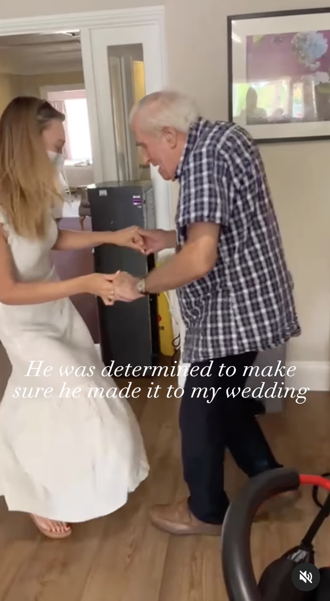 Grandfather Bert Edlin is seen dancing with his granddaughter, Rachel Powell. | Source: instagram.com/rachelpitman13