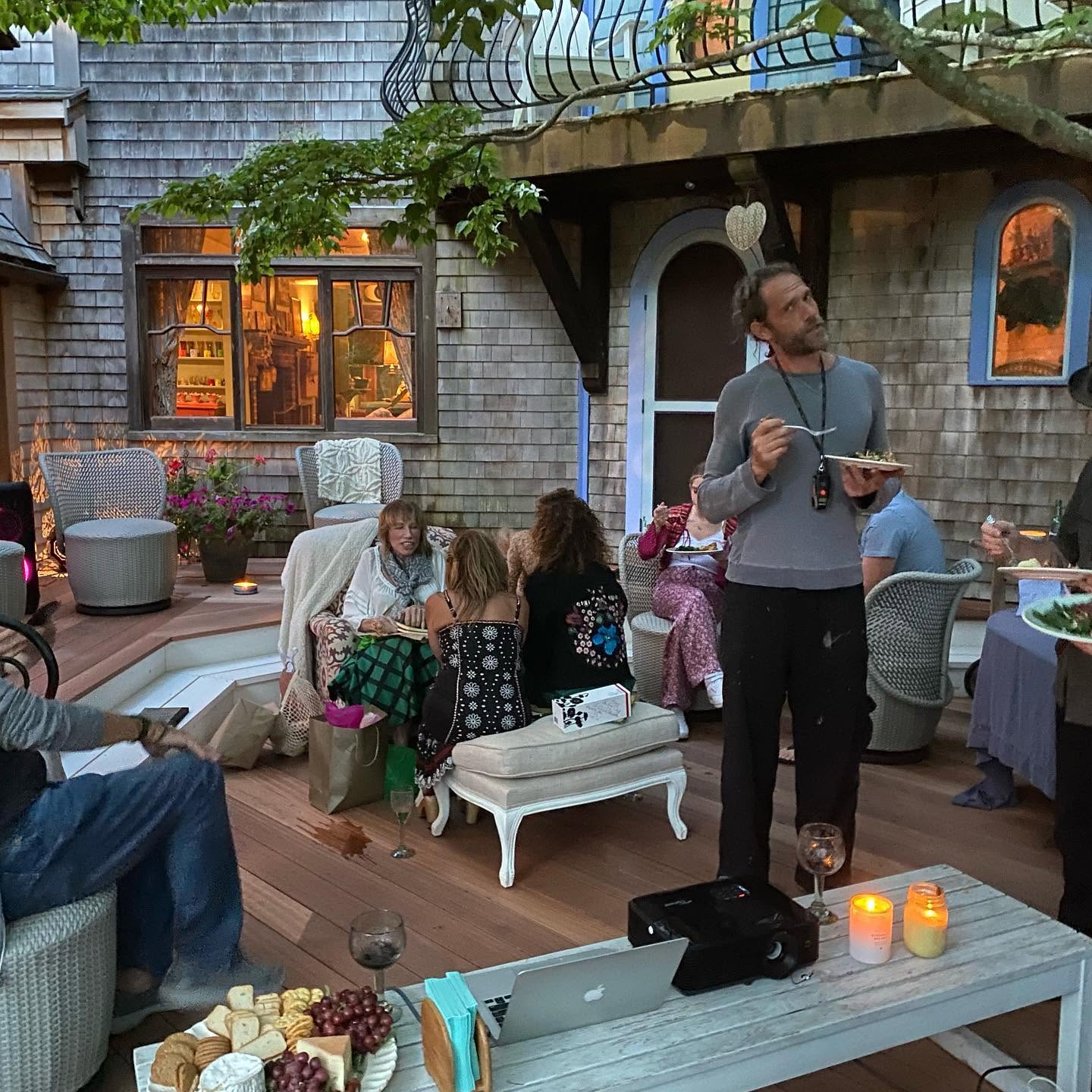 The house still has reminders of her ex-husband James Taylor. This is a picture of her family outdoors at the property posted on June 26, 2021. | Source: Facebook/Carly Simon