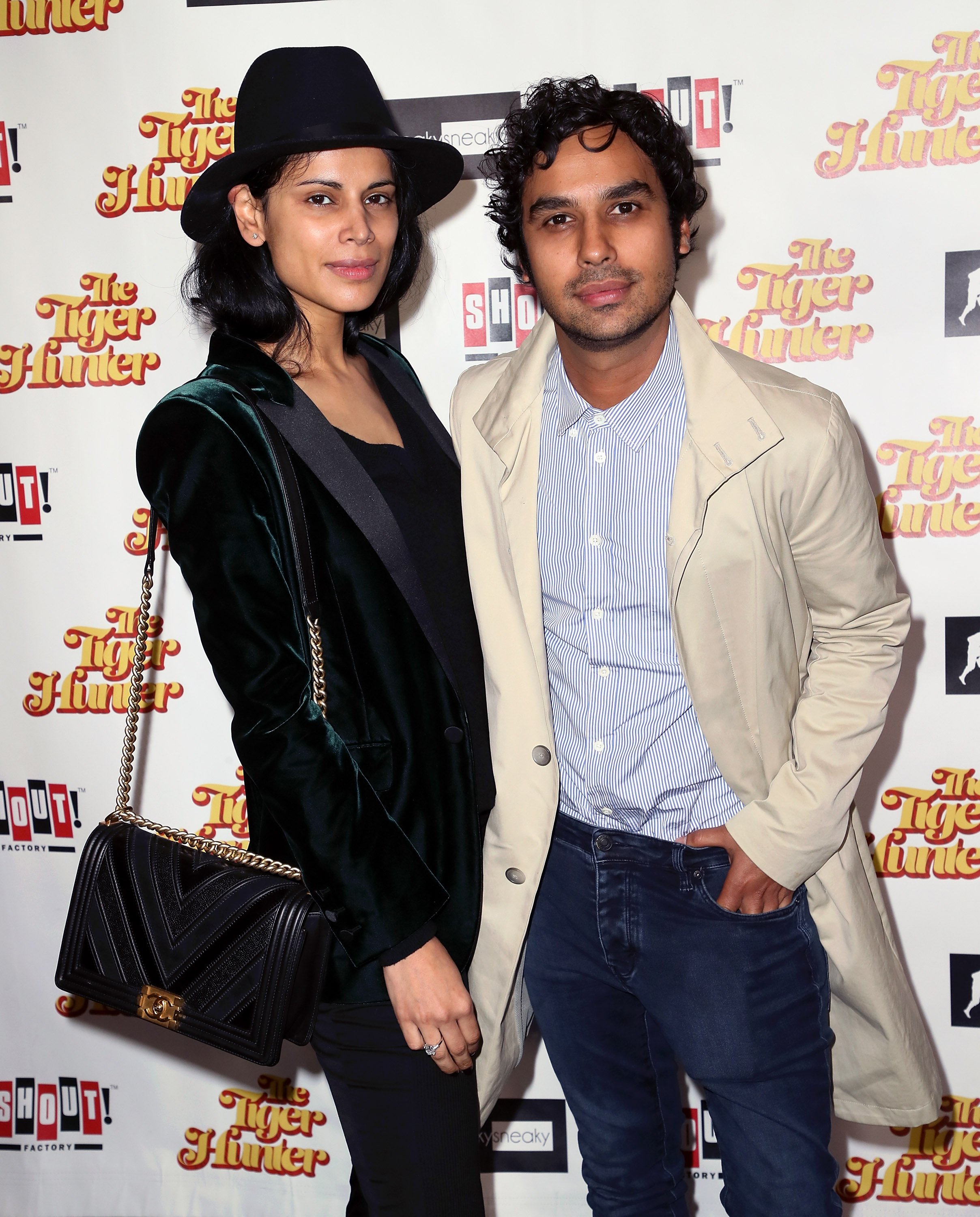 Neha Kapur and her husband Kunal Nayyar at the premiere of "The Tiger Hunter" in Santa Monica | Source: Getty Images 