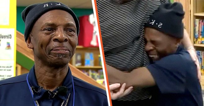 [Left ]Picture of Robert Lee Reed; [Right] Picture of Robert Lee Reed hugging a teacher from the school | Source: Youtube/ WSLS 10 