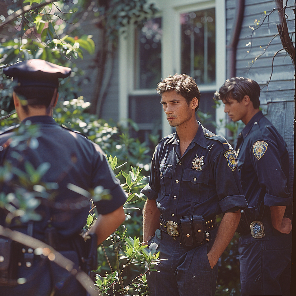 Policemen detaining a man | Source: Midjourney