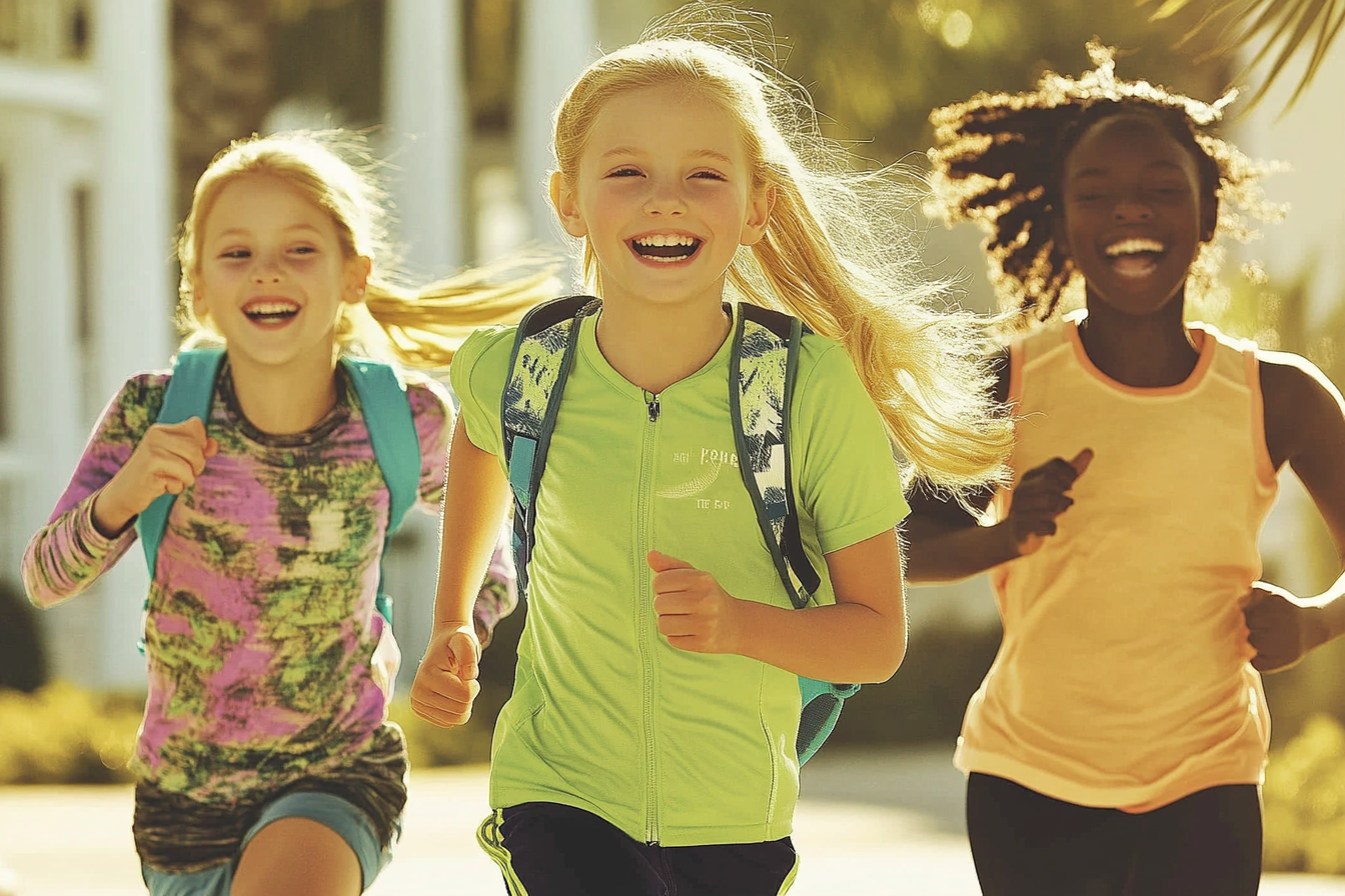 Three girls running together | Source: Midjourney