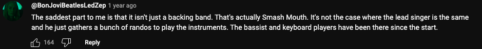Ein Screenshot eines Kommentars über Steve Harwells letzten Smash Mouth-Auftritt, gepostet am 12. Oktober 2021 | Quelle: YouTube/penguinz0