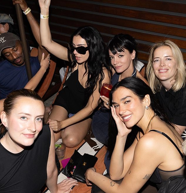 Taking to Instagram Dua as she was joined by famous friends including Charli XCX, who was appeared with her on stage on Saturday, Lily Allen and Amelia Dimoldenberg