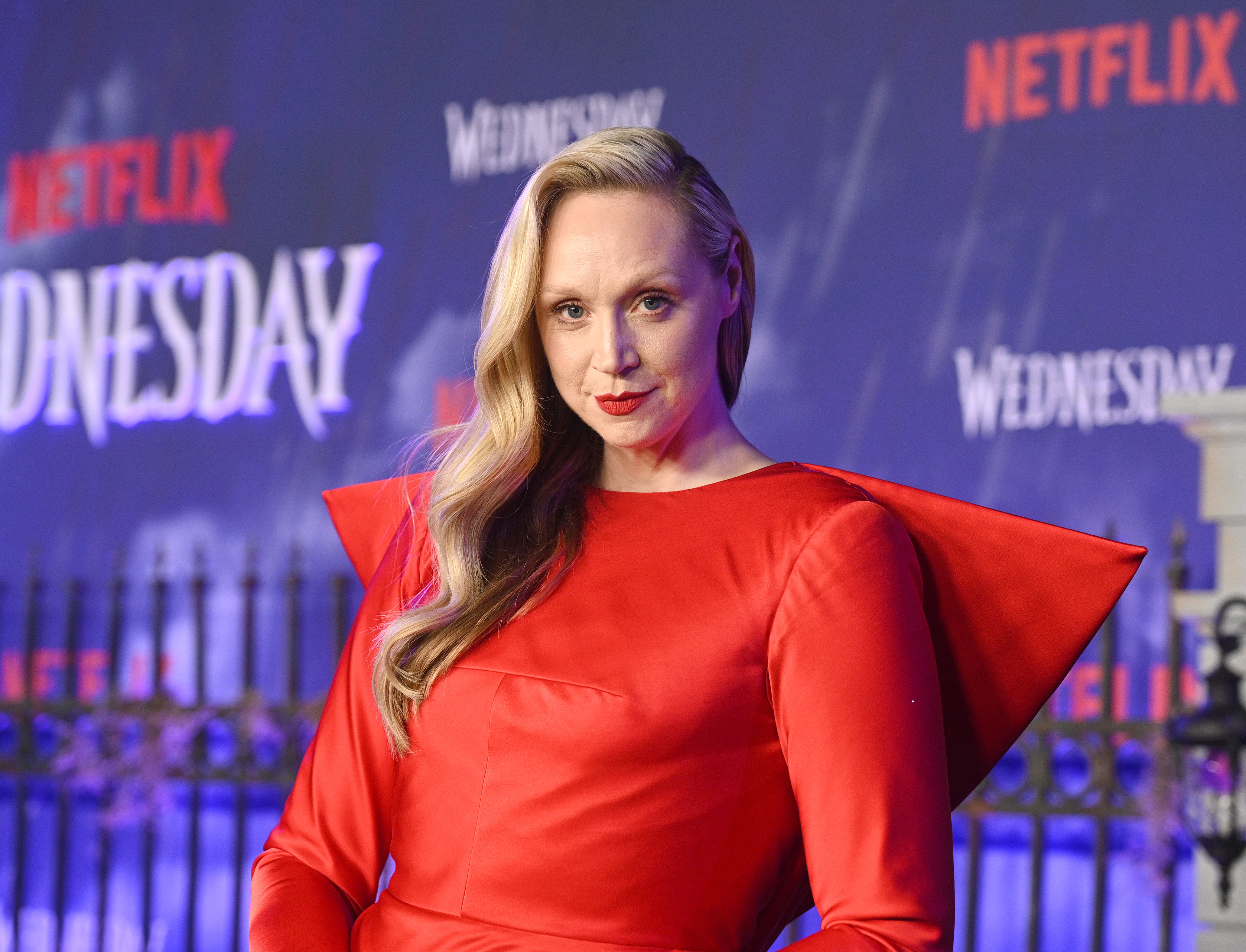 Gwendoline Christie at the "Wednesday" premiere at the Hollywood Legion Theater in Los Angeles, California, on November 16, 2022. | Source: Getty Images