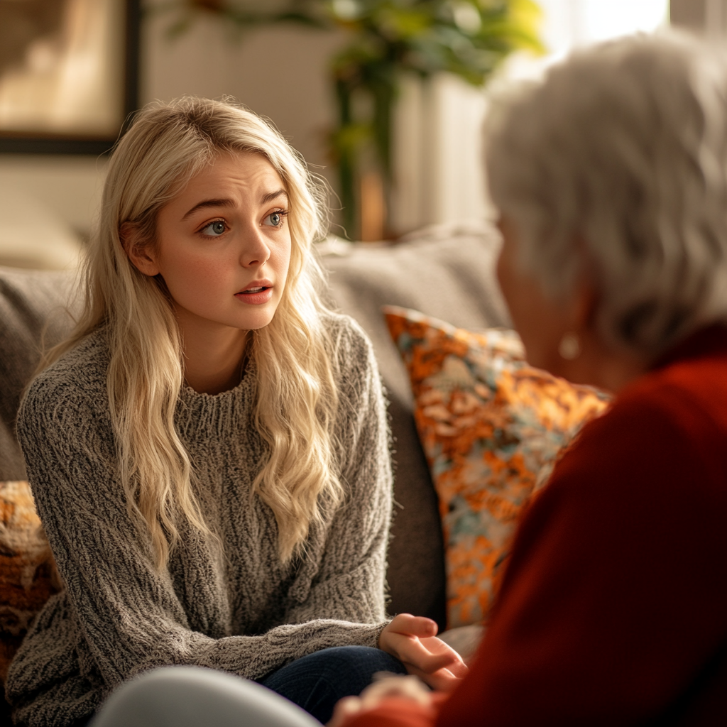 Granddaughter talking to her grandma | Source: Midjourney