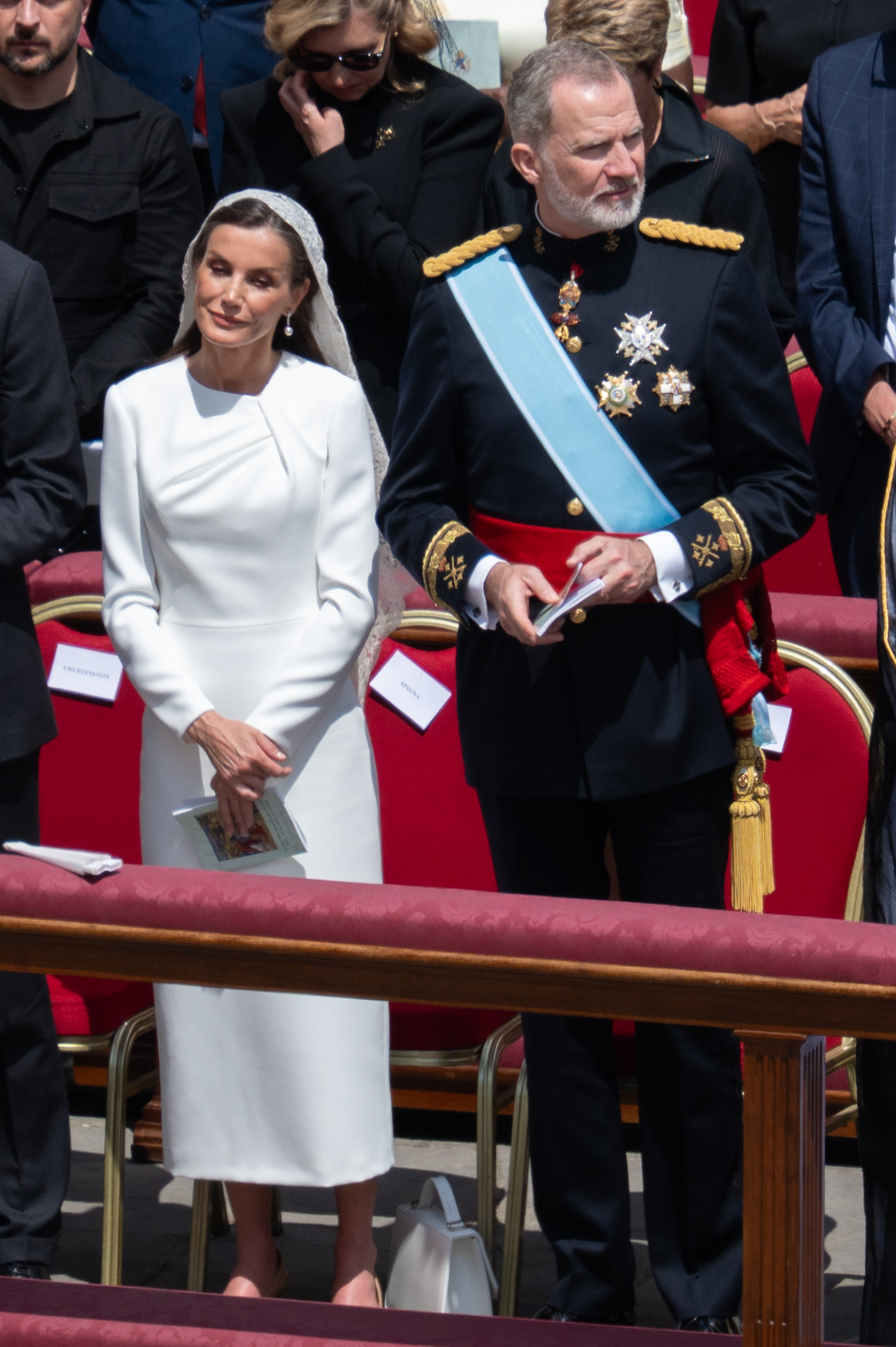 Queen Letizia and King Felipe VI of Spain attend Pope Leo XIV's Inauguration Mass in St. Peter's Square on May 18, 2025, in Vatican City. | Source: Getty Images