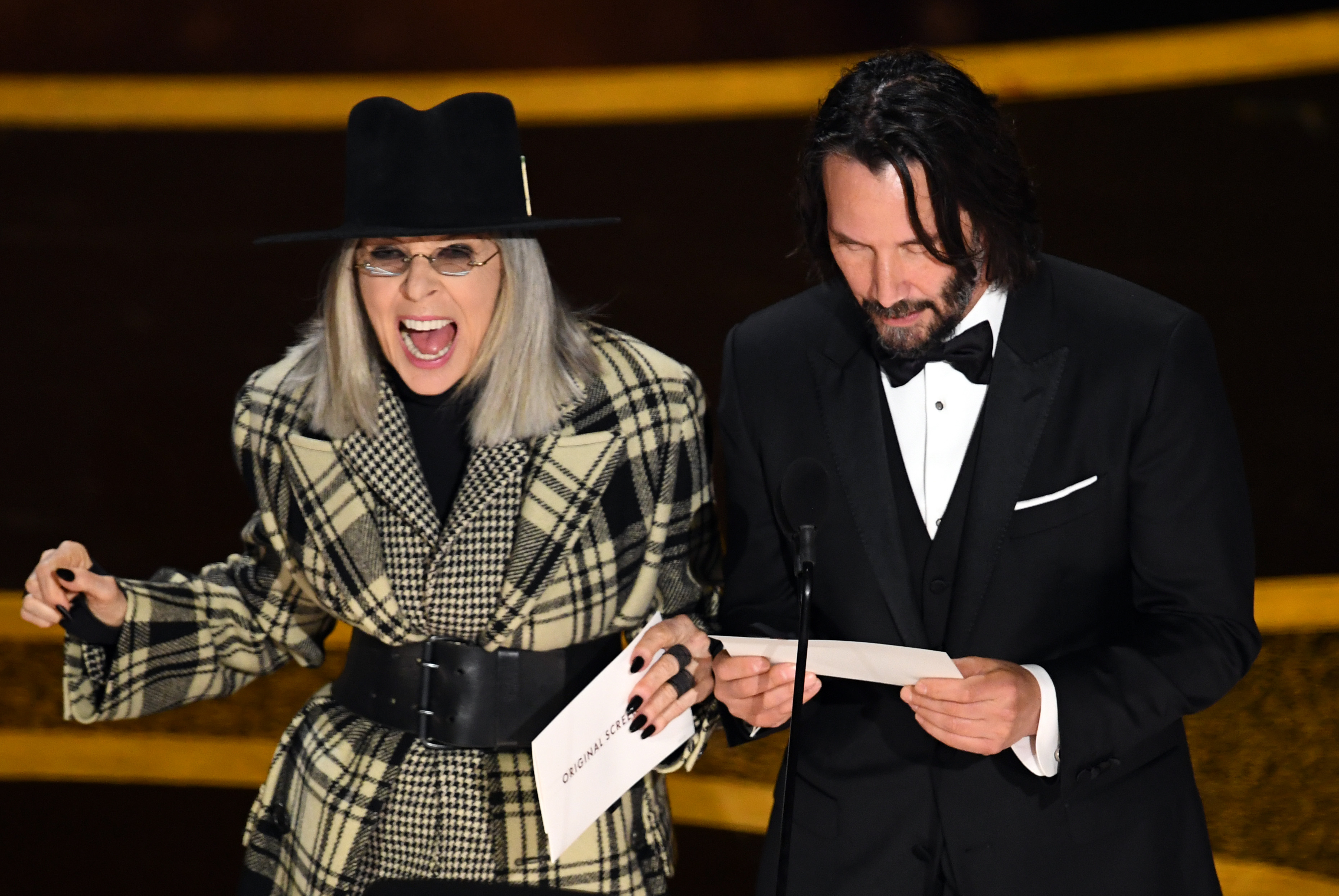 Diane Keaton and Keanu Reeves during the 92nd Annual Academy Awards on February 9, 2020 | Source: Getty Images