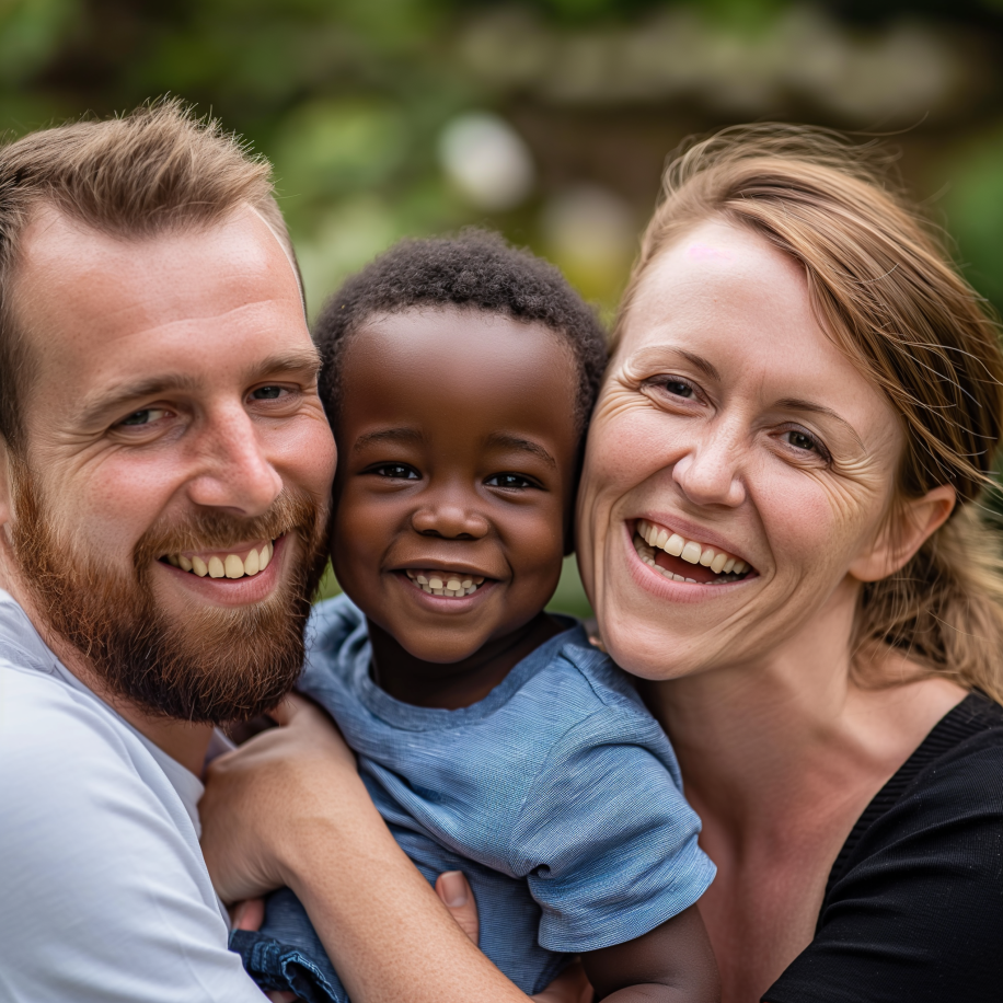 A white couple with their black foster son | Source: Midjourney