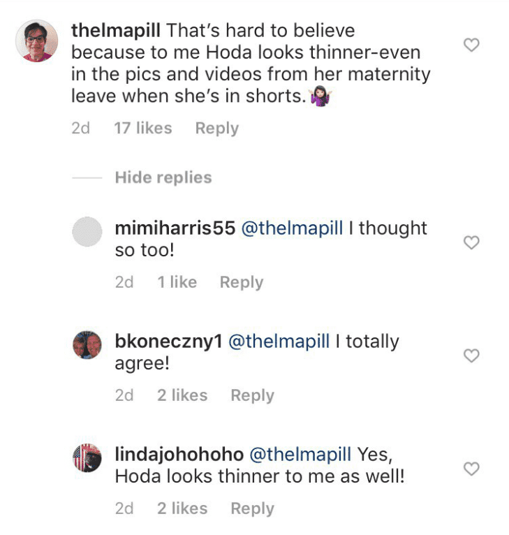 Instagram comments from fans of Hoda Kotb | Instagram: @hodaandjenna