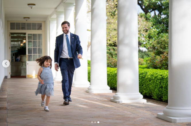 For now, Maribel Rose Vance remains the only girl, so although she has lost the title of youngest, she'll probably still be treated like a princess. Here's a picture of her and her father at the White House, posted on June 15, 2025, to celebrate Father's Day. | Source: Instagram/slotus