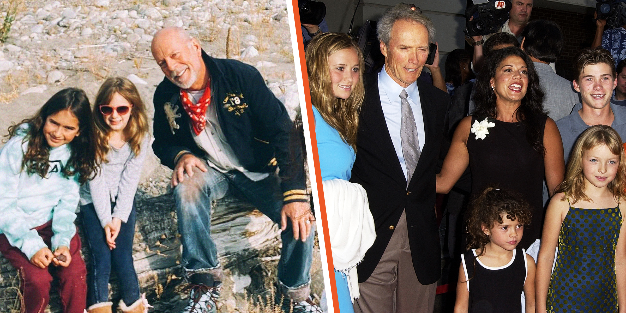 Bruce Willis with children ; Clint Eastwood with children | Source: instagram.com/emmahemingwillis ; Getty Images