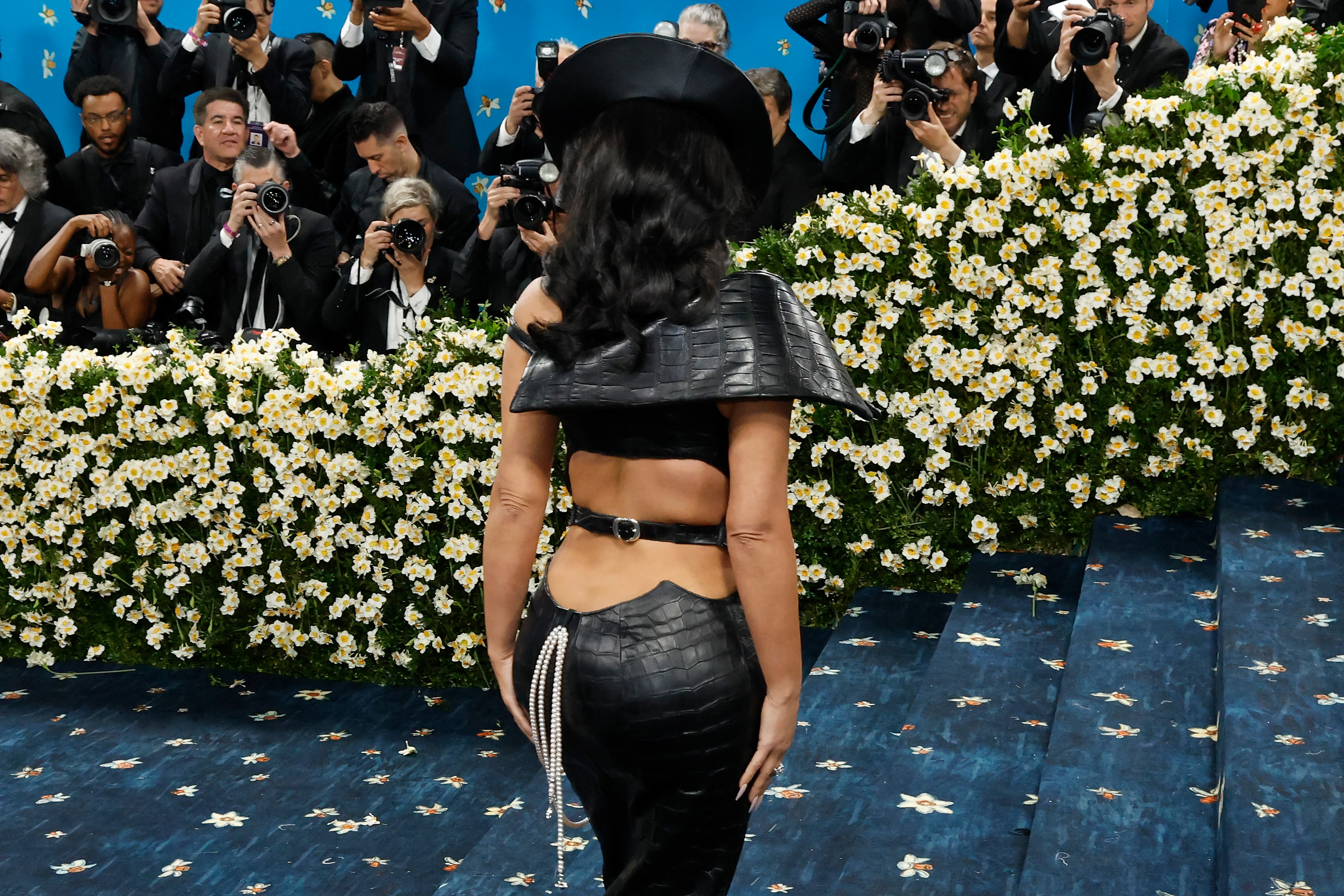 Kim Kardashian posing at the 2025 Met Gala. | Source: Getty Images